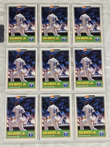 Lot of 9 Ken Griffey Jr. Baseball Cards featuring Duracell branding.