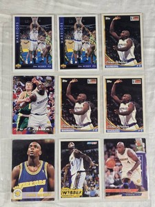 Lot of 9 Chris Webber Basketball Cards - Golden State Warriors Cards including Topps and Stadium Club featuring different action shots.