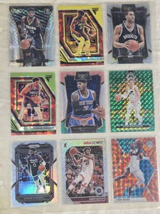 Lot of 9 NBA Basketball Cards Featuring DAngelo Russell, Tobias Harris, Paul George, Jimmy Butler, Carmelo Anthony, Joel Embiid, Terry Rozier, Lauri Markkanen, and Brook Lopez