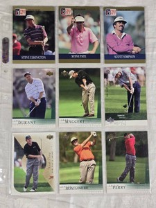 Lot of 9 Golf Cards Featuring Nick Price, Sergio Garcia, and Others Including Upper Deck and Pro Set Series.