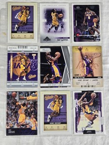 Lot of 9 Kobe Bryant Basketball Cards Including Fleer Authentix and Upper Deck Trademark Moves with Special Features.