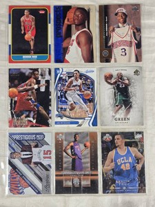 Lot of 9 Basketball Cards Featuring Players Like Allen Iverson and Derrick Rose, Including Rookie and Special Edition Cards
