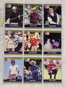 Lot of 9 PGA Tour Pro Set Golf Cards Featuring Hale Irwin, Tom Kite, Scott Hoch, and more.