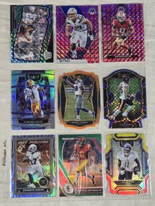 Lot of 9 Football Cards featuring Davante Adams, JaMarr Chase, Will Anderson Jr., Michael Pittman Jr., Amari Cooper, Joey Bosa, A.J. Brown, Cole Kmet, and Brandon Aiyuk
