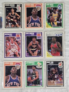 Lot of 9 Basketball Cards Featuring Patrick Ewing, Kevin Johnson, and Dan Majerle from Fleer.