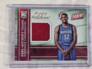 Karl-Anthony Towns Rookie Patch 2015 Panini Happy Holidays Extra #32 - Minnesota Timberwolves Basketball Card