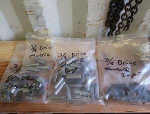 4 BAGS 38 STANDARD DRIVES-METRIC DRIVES-STANDARD IMPACTS AND IMPACTS