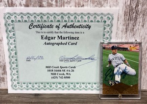 Edgar Martinez Seattle Mariners Autographed Baseball Card with Certificate of Authticity