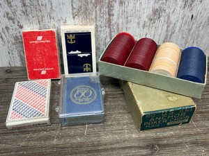 4 Full decks of Vintage Playing Cards & 1 Set of Vintage Poker Chips