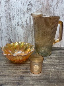 3 Piece Glass Pitcher, Bowl & Candle Holder