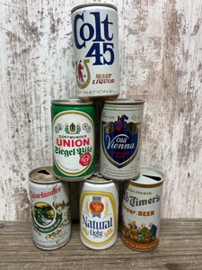 6 Vintage Beer Cans