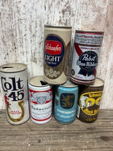 6 Vintage Beer Cans