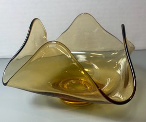 1960s Amber Viking Glass Hand Made Dish