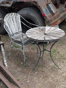 Vintage Bistro Set - 2 Chairs & 1 Table - Wood & Iron