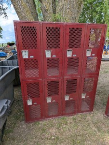 Large Red Lockers - 75 x 60 22 - Mesh Units - 8 Lockers