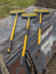 Nice Lot of 3 Quickie Jobsite Brooms - Yellow