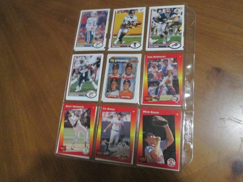 Double Sided Page of Mixed Lot Sports Cards in Plastic Pages