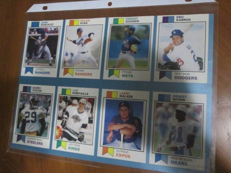 Uncut sheet of sports cards featuri...