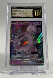 Mewtwo GX Holo CGC Graded 10 Pristine Slab 2019 Pokemon Hidden Fates 3168 Trading Card