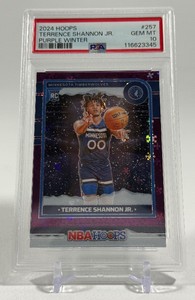 Terrence Shannon Jr. RC PSA 10 Gem Mint Graded Slab 2024 Hoops Purple Winter #257 Minnesota Timberwolves Rookie Basketball Card