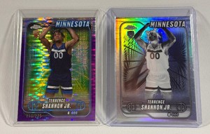 Terrence Shannon 2 RC Lot w 265 and Reverse Negative Holo 2025 Topps Chrome #105 Minnesota Timberwolves Rookie Basketball Cards