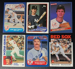 Don Mattingly  Wade Boggs 6-Card Baseball Card Lot