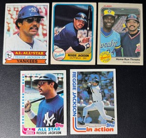 Reggie Jackson 5-Card Baseball Card Lot