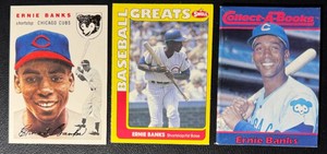 Ernie Banks 3-Card Baseball Card Lot