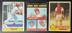 Johnny Bench 3-Card Vintage Baseball Card Lot