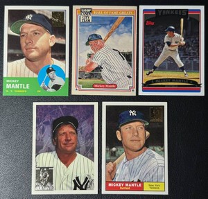 Mickey Mantle 5-Card Baseball Card Lot