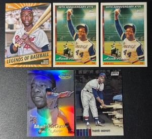 Hank Aaron 5-Card Baseball Card Lot