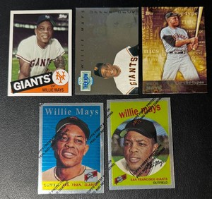 Willie Mays 5-Card Baseball Card Lot