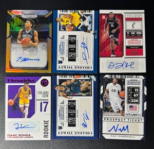 6-Card NBA Rookie Auto Basketball Card Lot