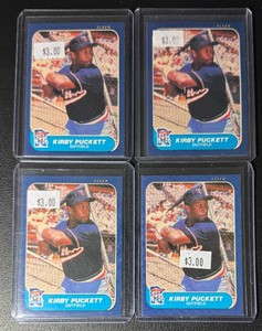 Kirby Puckett 4-Card Minnesota Twins 1986 Fleer Baseball Card Lot