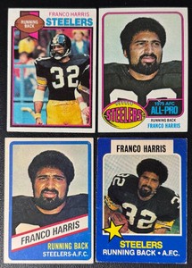 Franco Harris 4-Card Vintage Football Card Lot