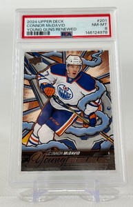Connor McDavid PSA 8 NM-MT Graded Slab 2024 Upper Deck Young Guns Renewed #201 Hockey Card