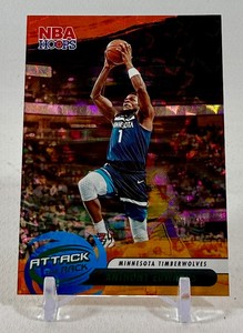 Anthony Edwards 25 SSP 2023-24 NBA Hoops Attack The Rack #9 Numbered 1025 Minnesota Timberwolves Basketball Card