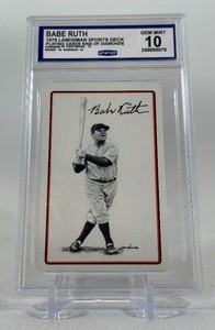 Babe Ruth Graded 10 Gem Mint Slan 198 Landsman Sports Deck Playing Cards Baseball Card