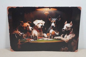 Novelty Metal Sign - Dogs Playing Poker