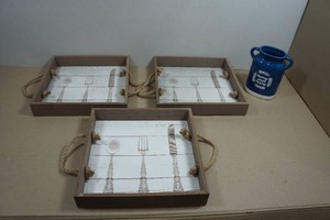 3 Decorative Serving Trays and Vase