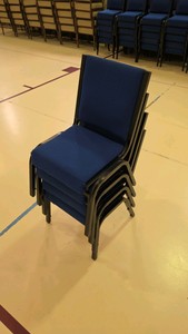 Blue Padded Church Chairs - Stack of 4