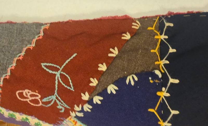 Antique Crazy Quilt Embroidered Patchwork 79x70 Folk Art c1900 for
