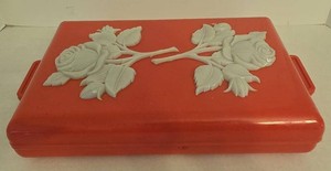Vintage Max Factor Hollywood Brownette Makeup Case Rose Lid 9x13