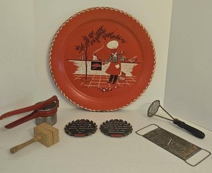 Vintage Kitchen Lot Metal Platter Ricer Grater Masher Wall Plaques