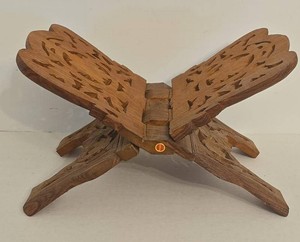 Hand Carved Folding Wooden Book Stand Bible Display