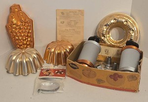 Vintage Mirro Cookie Press Set & Copper Aluminum Baking Mold Lot