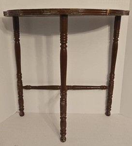 Vintage Demi Lune Console Side Table Turned Legs