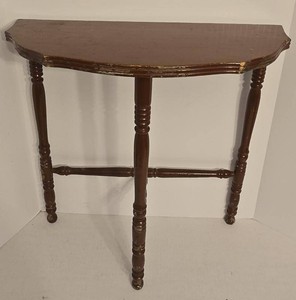 Vintage Demi Lune Console Side Table Turned Legs