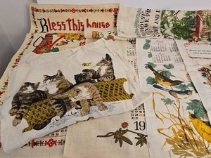 Vintage Calendar Tea Towels Kitchen Linens Mixed Lot 1958-2001