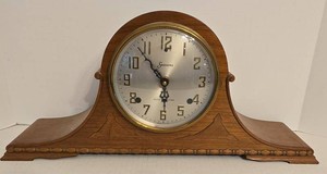 Sessions Tambour Mantel Clock Quartz Chime Wood Case 21in Wide